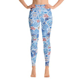 High Waist Yoga Leggings in Blue Jungle